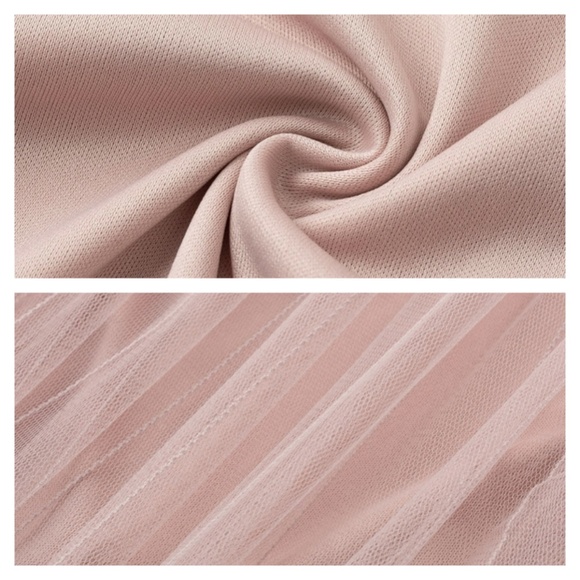 Pastel Pink Mesh Overlay High Slit Cami Dress - Picture 7 of 12